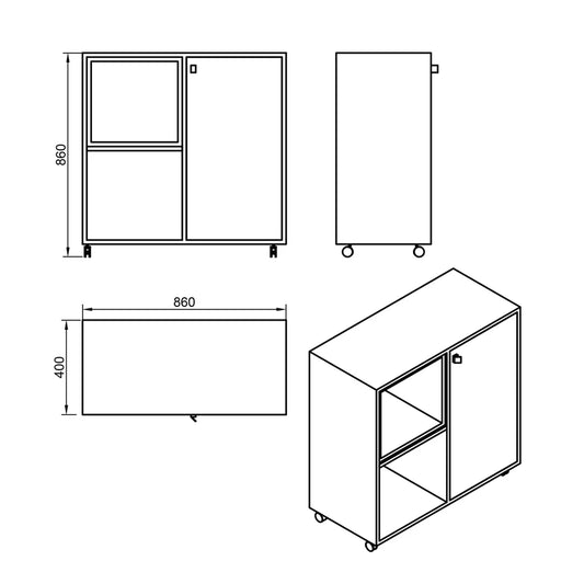 Coffee Corner - MDF Wood 86x40x86