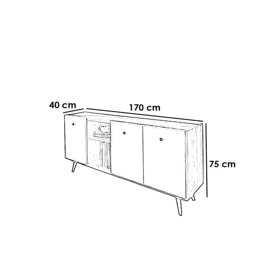 Modern Buffet Cabinet – Beige & White MDF