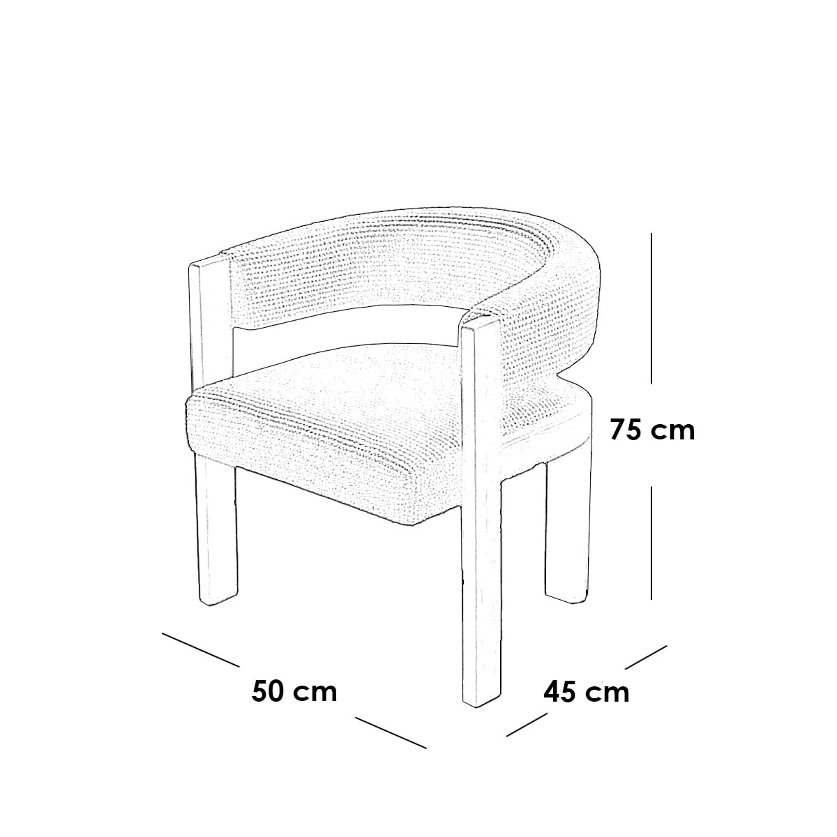 Beech wood and boucle fabric dining chair - beige and off-white