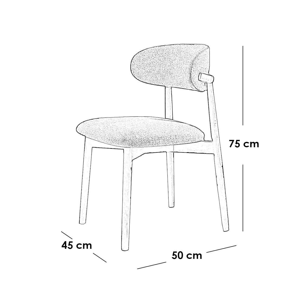 Beech wood and linen fabric dining chair - beige and off-white