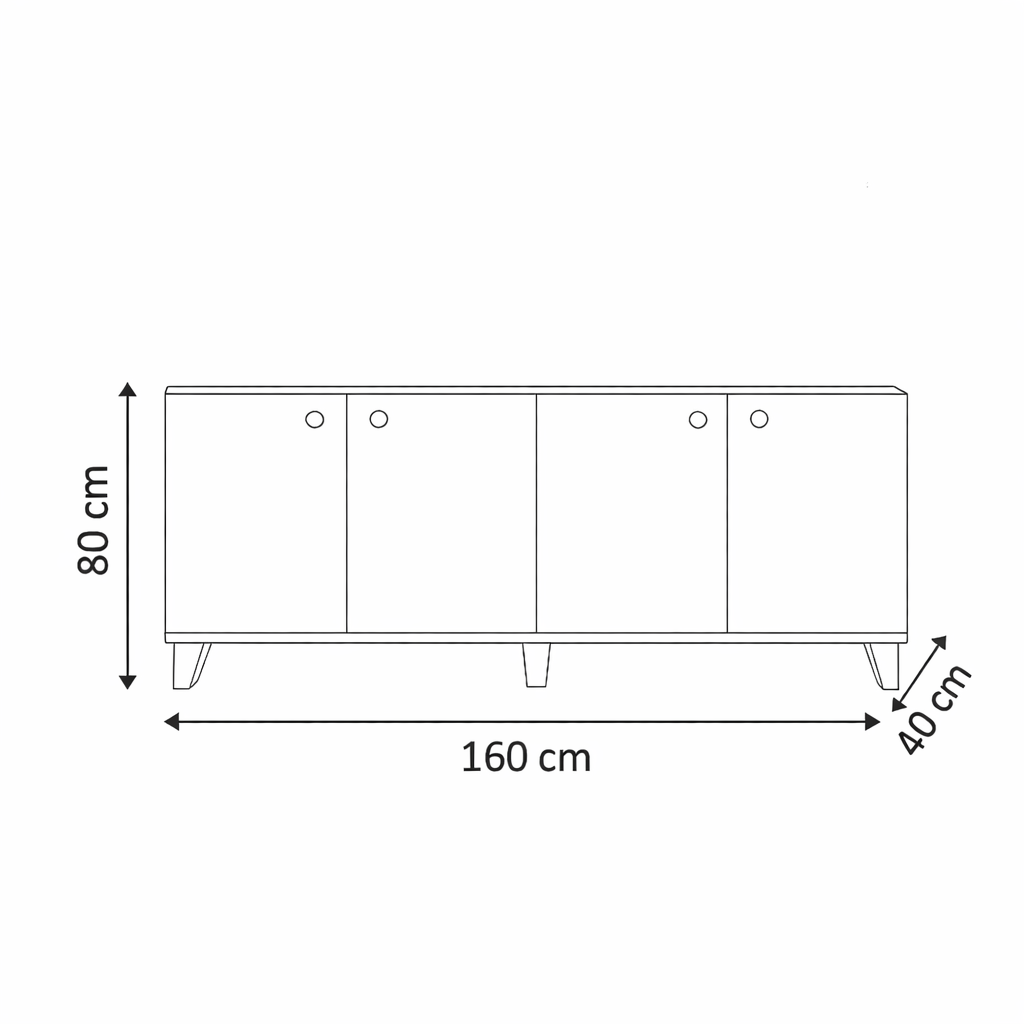 Modern Sideboard Cabinet ( Buffet ) – 160cm – White & Beige – Melamine Finish