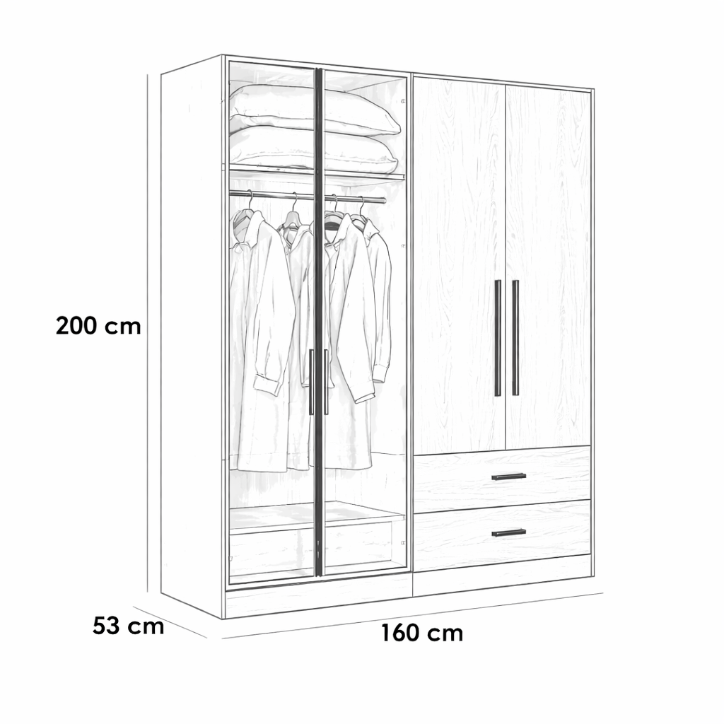 Brown MDF Dressing Unit 160x200 cm | Modern Wardrobe Egypt
