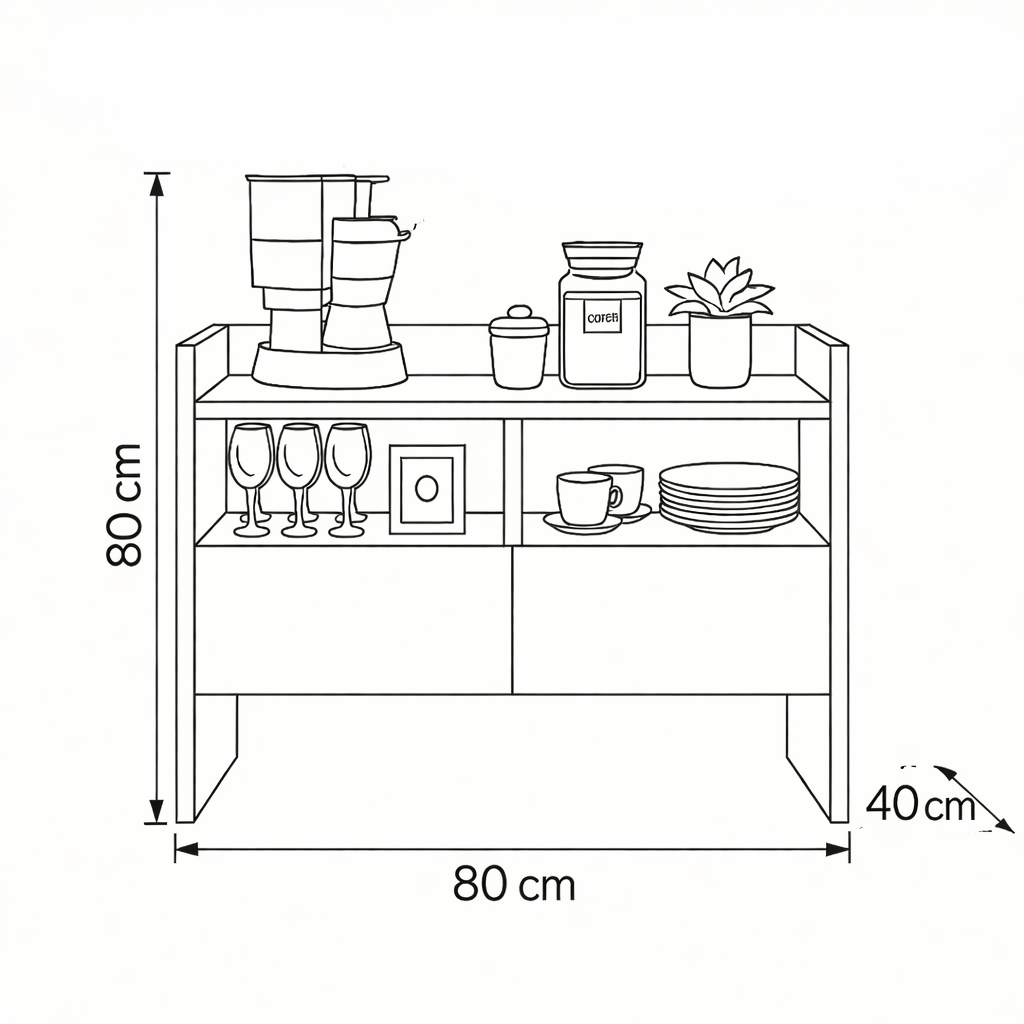 Coffee Corner - MDF Wood - Brown - 80x40x80 cm
