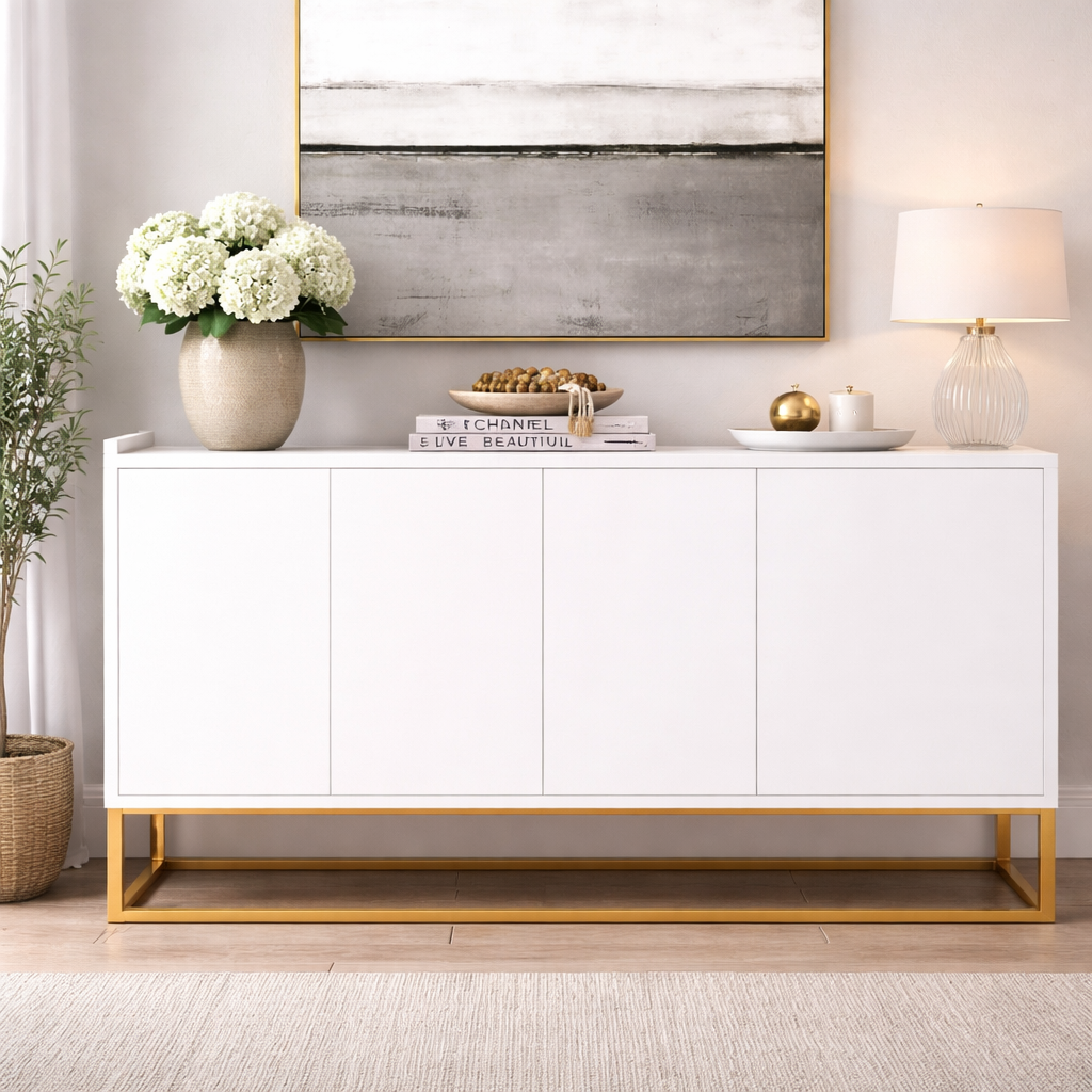 Modern Buffet Cabinet – MDF & Steel