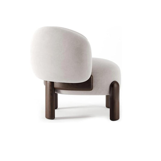 Beech Wood and Velvet Side Chair White and Brown - 79×72×66 cm