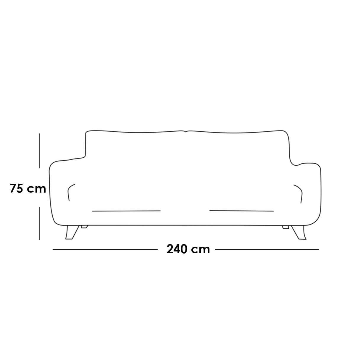 Beech Wood & Panda Fabric 3-Seater Sofa – Off-White | 240×90×75 cm - Modern Wooden Couch Egypt