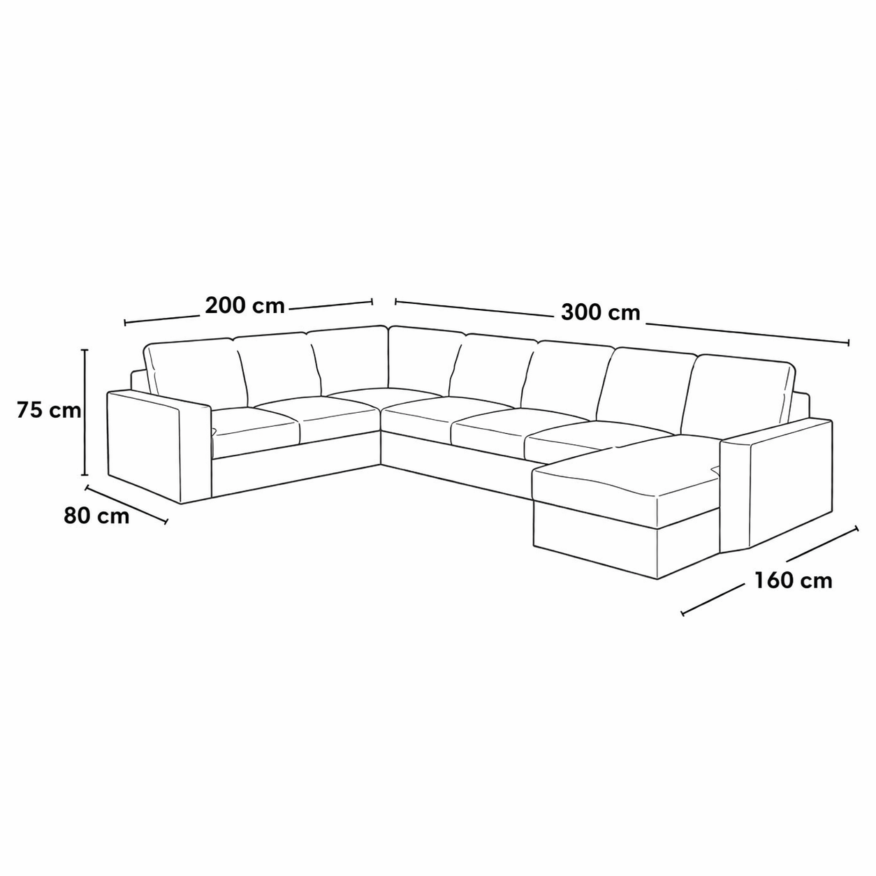 Modern U-Shaped Sofa Beige Linen 300×200 cm – Corner Sofa Egypt | Comfortable Couch