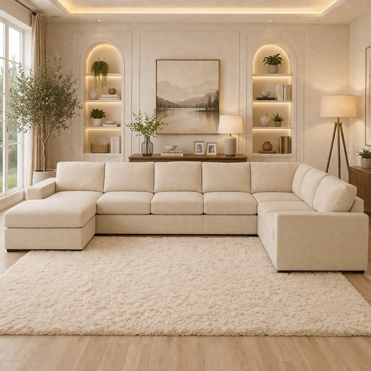 Modern U-Shaped Sofa Multi Color Linen 400×250 cm – Large Corner Sofa Egypt | Luxury Comfortable Couch