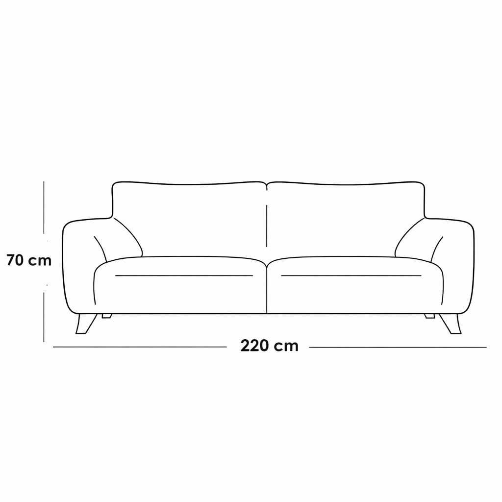 2 Seater Sofa Brown Linen 220 cm – Modern Wooden Couch Egypt