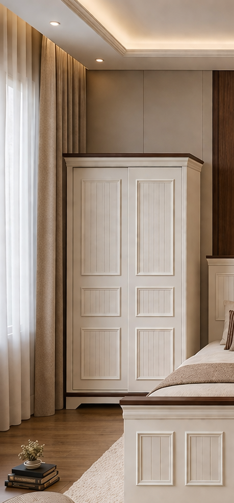Teen Modern Counter Wood Bedroom Set – 2 Beds & Wardrobe - 5 Pieces