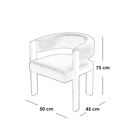 Beech wood and boucle fabric dining chair - beige and off-white