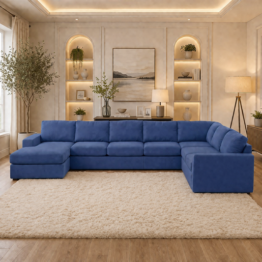 Modern U-Shaped Sofa Multi Color Linen 400×250 cm – Large Corner Sofa Egypt | Luxury Comfortable Couch