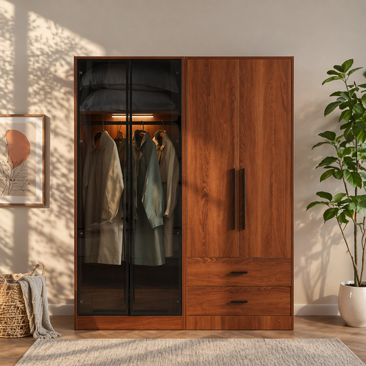 Brown MDF Dressing Unit 160x200 cm | Modern Wardrobe Egypt