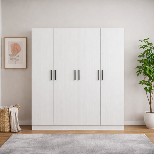White Wardrobe Unit Chipboard | Modern Closet Storage Egypt