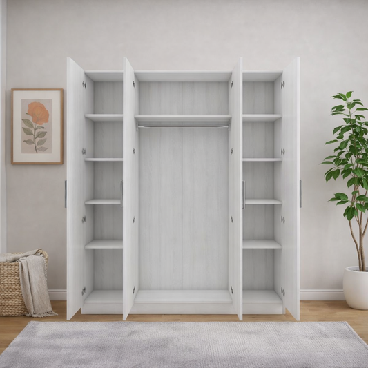 White Wardrobe Unit Chipboard | Modern Closet Storage Egypt