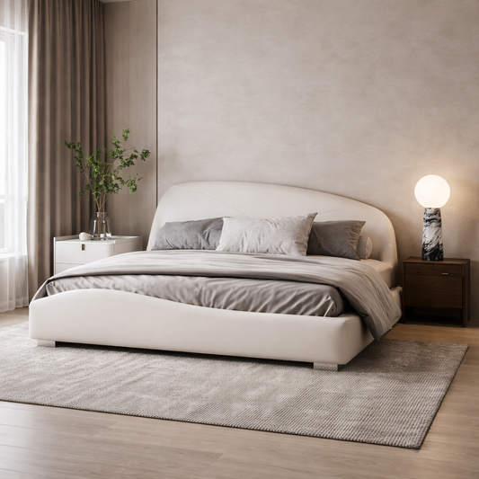 Off White Velvet Bed 160x200 cm | Musky Wood & Steel Bed Frame Egypt