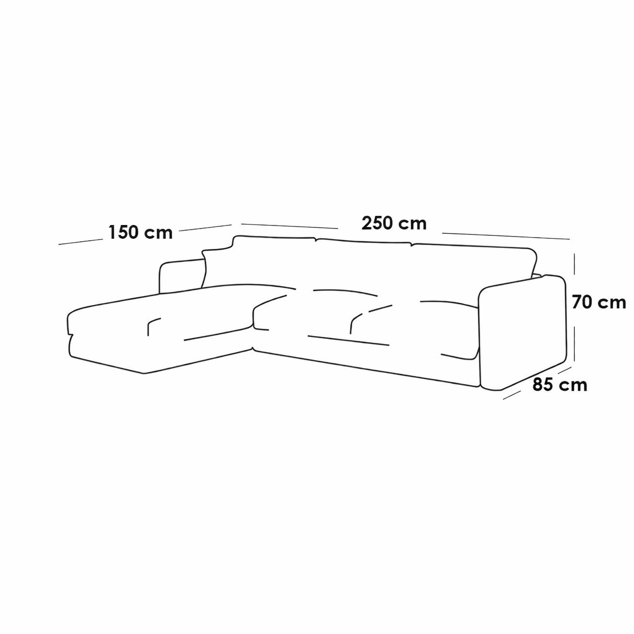 Modern L-Shaped Sofa - Multi Color– Beech Wood Frame | Linen Fabric | 250×150 cm