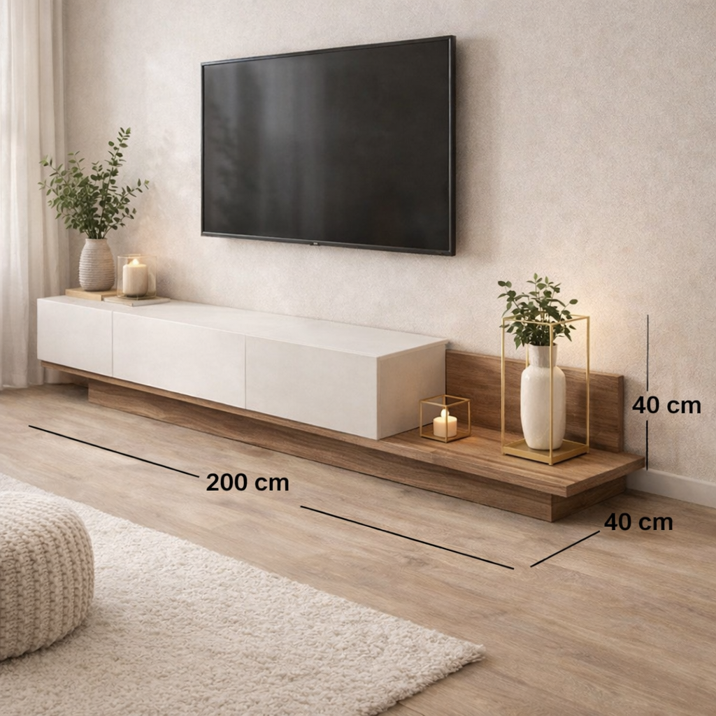 Melamine Mdf Tv Unit Black and Brown - 40x40x200 cm