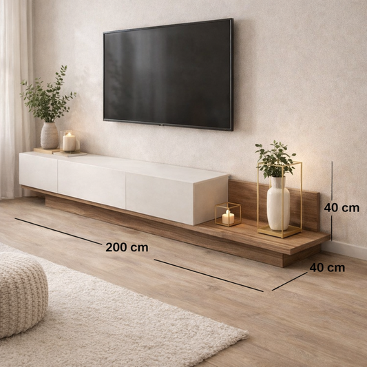 Melamine Mdf Tv Unit Black and Brown - 40x40x200 cm