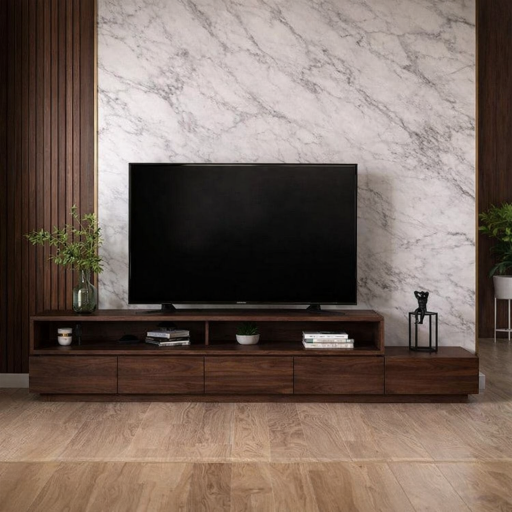 MDF Wood TV Unit Brown - 200x50x30 cm