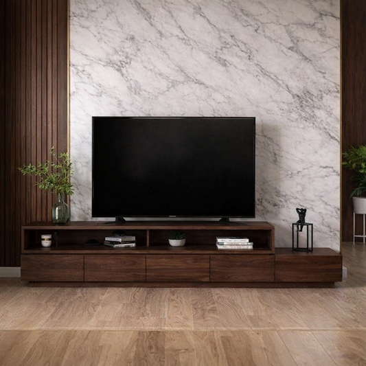 MDF Wood TV Unit Brown - 200x50x30 cm
