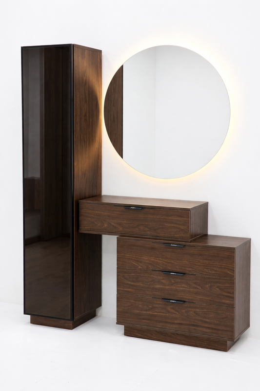 Melamine Blockboard ( كونتر ميلامين ) Bedroom Set 5 Pieces - Brown and Black