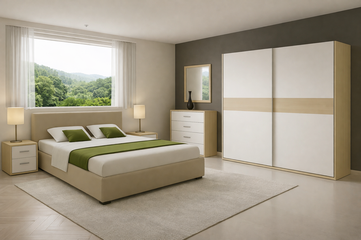 Melamine Blockboard ( كونتر ميلامين )  Bedroom Set 5 Pieces