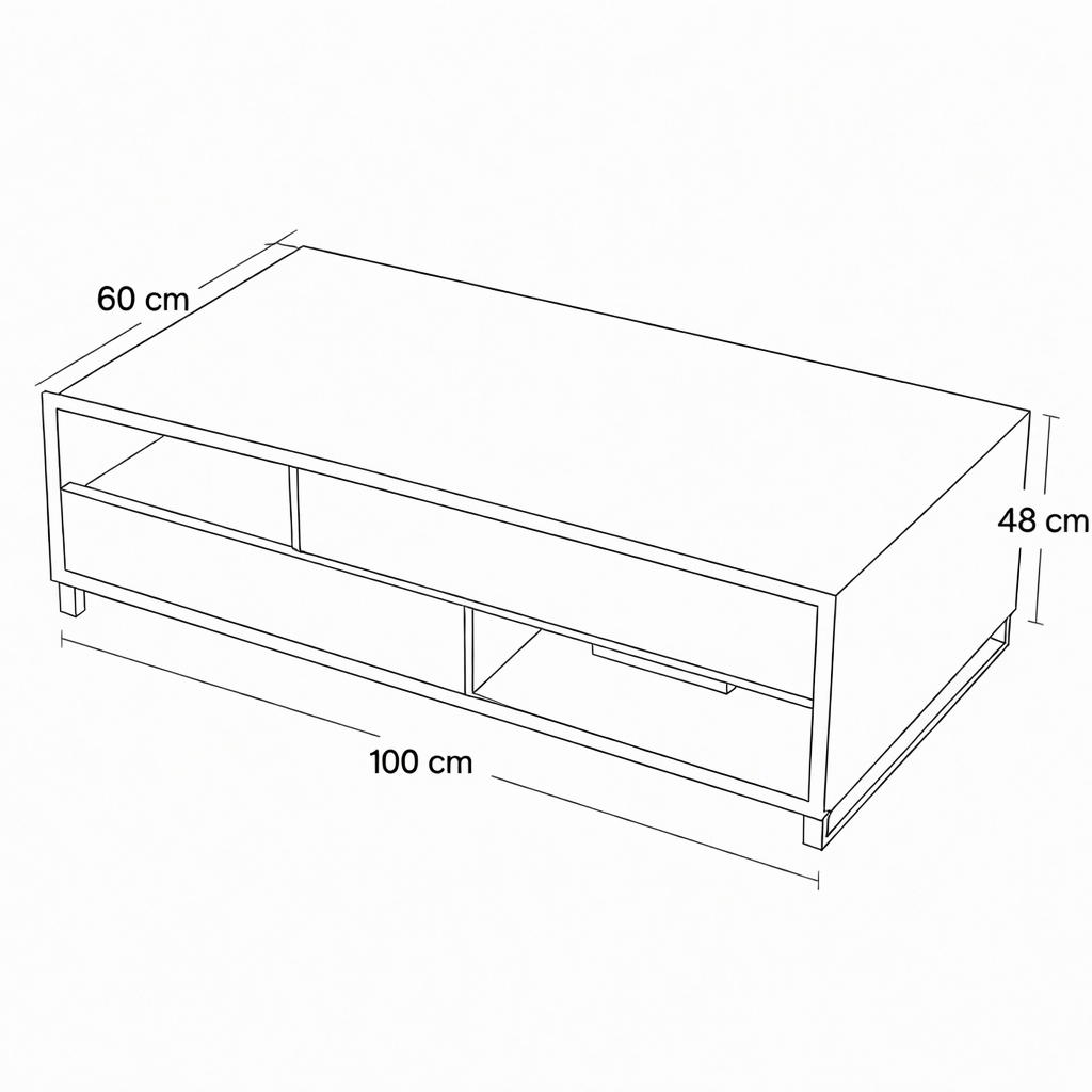 Coffee Table - MDF - Grey & Brown - 100x60x48