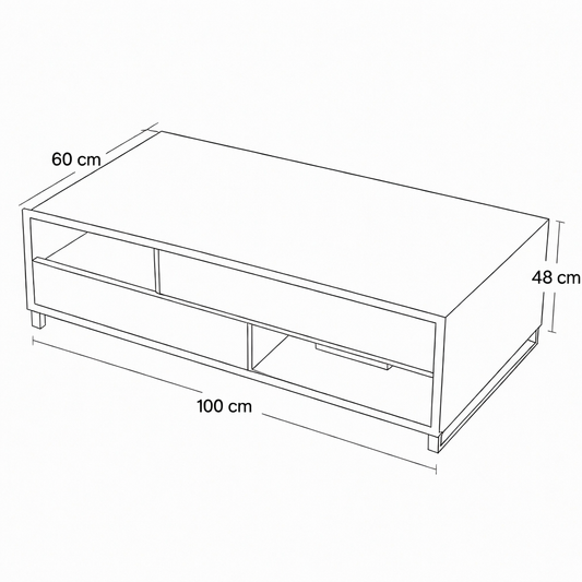 Coffee Table - MDF - Grey & Brown - 100x60x48