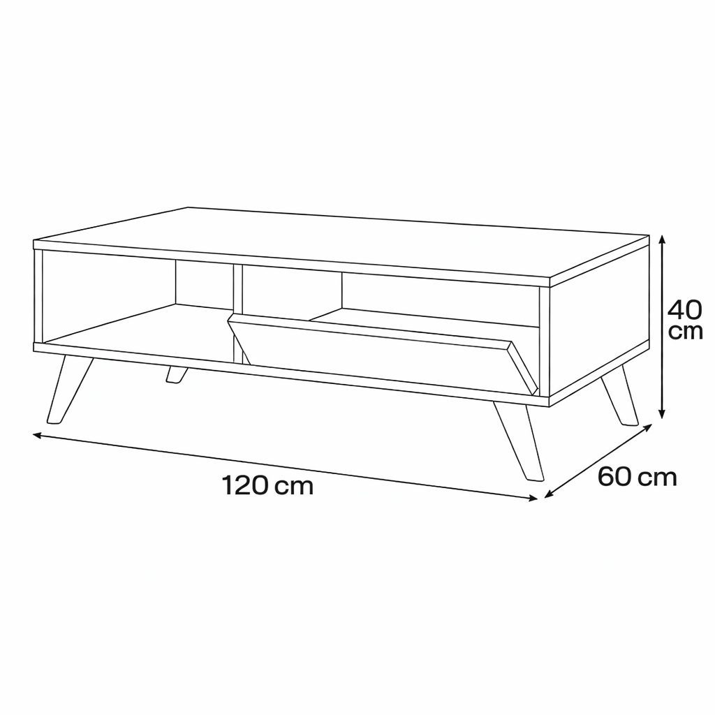 Coffee Table - MDF - White & Brown - 120x60x40