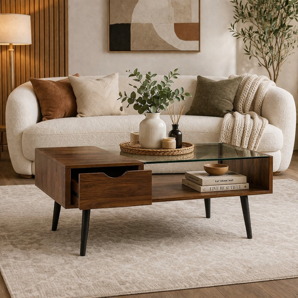 Coffee Table - MDF - Brown - 100x50x40