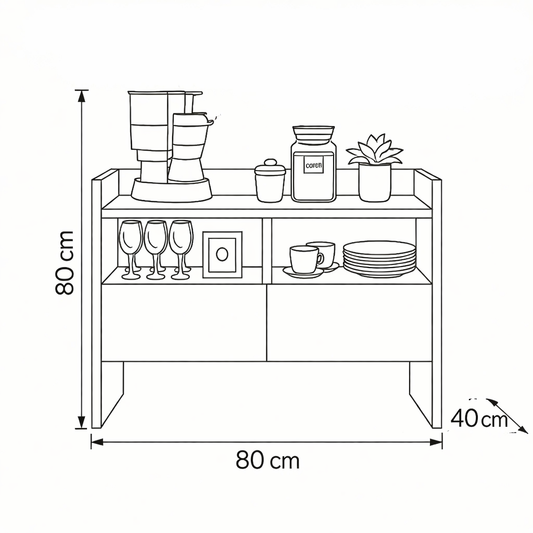 Coffee Corner - MDF Wood - Brown - 80x40x80 cm