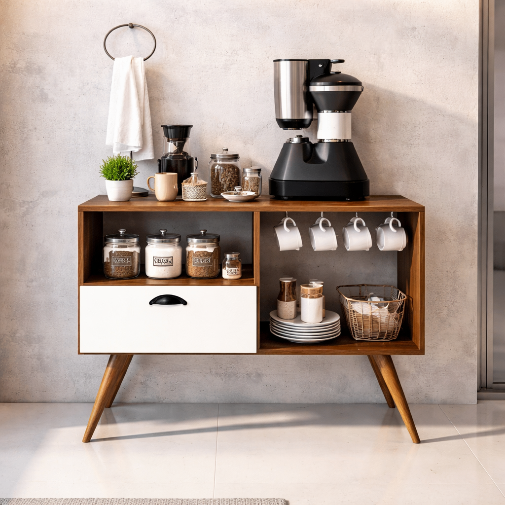 Coffee Corner - MDF Wood - Brown - 90x30x75 cm