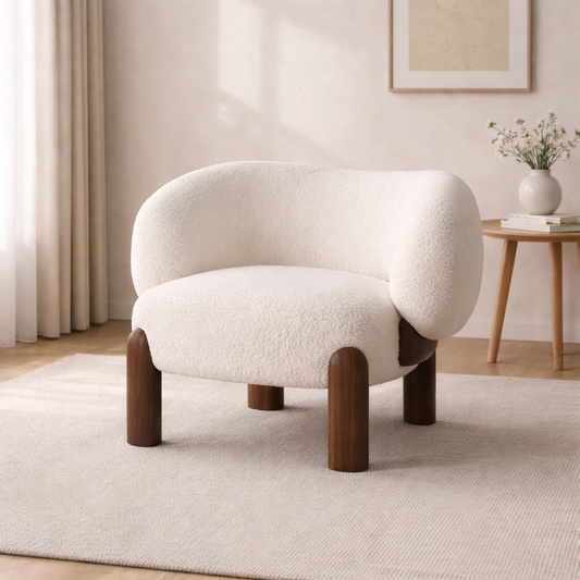 Beech Wood and Velvet Side Chair White and Brown - 79×72×66 cm