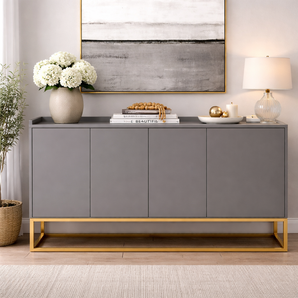 Modern Buffet Cabinet – MDF & Steel