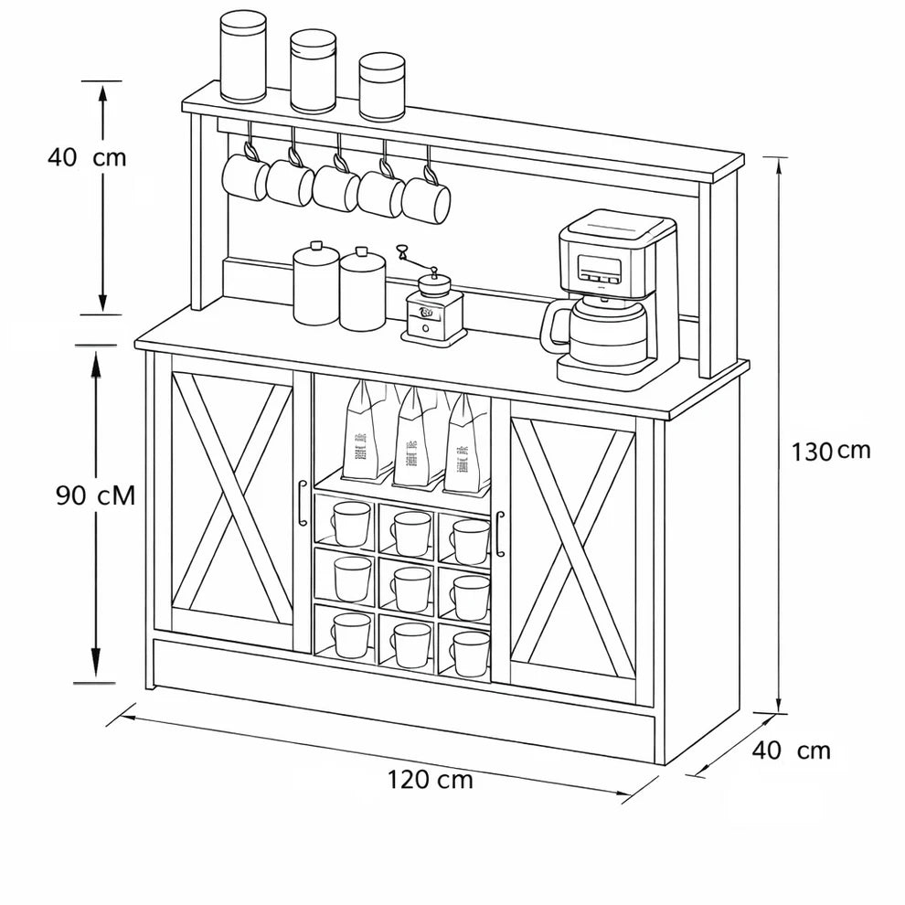 Coffee Corner - MDF Wood - Multi Color - 120x40x130 cm