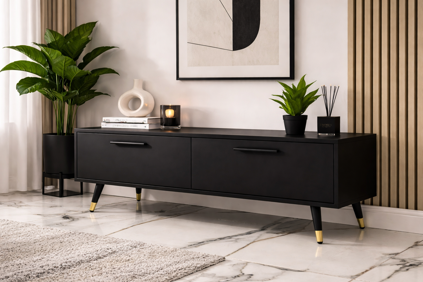 MDF Wood TV Unit  Multi Color - 110x30x40 cm