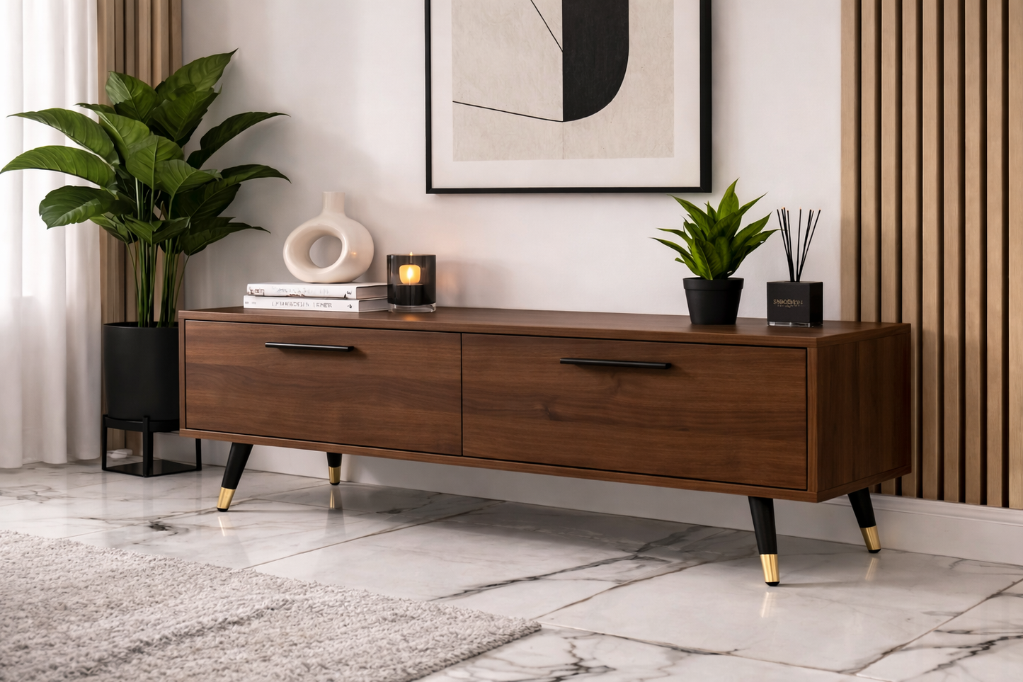 MDF Wood TV Unit  Multi Color - 110x30x40 cm