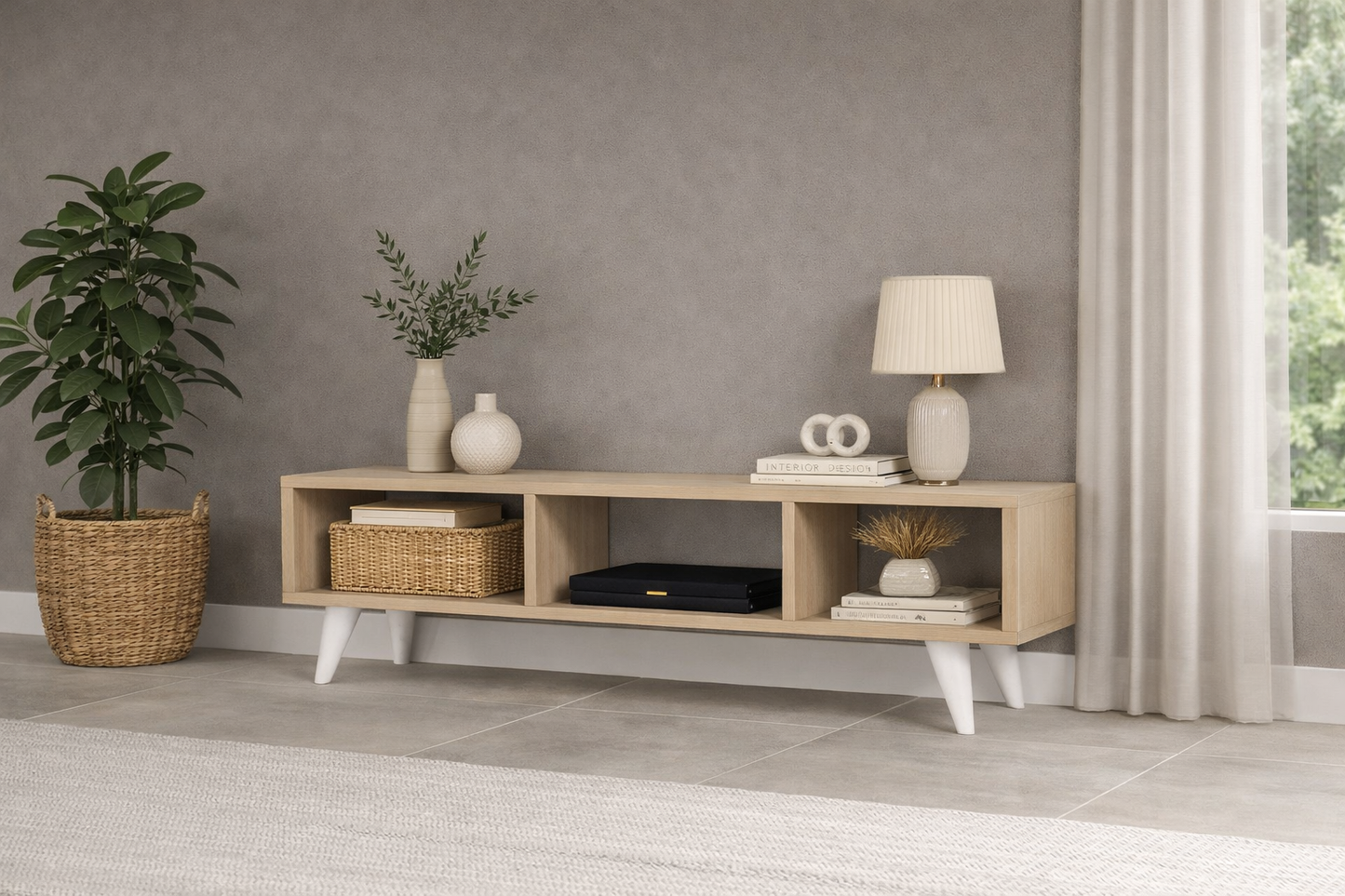 MDF Wood TV Unit  Multi Color - 120x40x30 cm