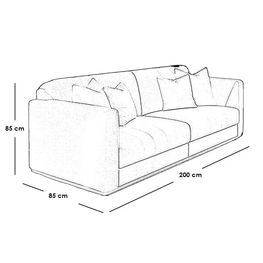 Modern Beige Living Room Set – 2-Seater Sofa & 2 Chairs | Solid Red Beech Wood