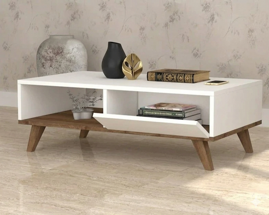 Coffee Table - MDF - White & Brown - 120x60x40