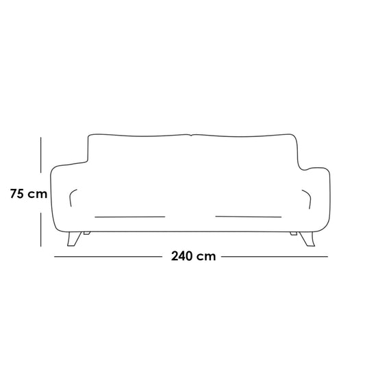 Beech Wood & Panda Fabric 3-Seater Sofa – Off-White | 240×90×75 cm - Modern Wooden Couch Egypt