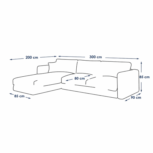 Modern L-Shaped Sofa Beige Velvet 300 cm – Right Chaise Corner Sofa Egypt | Soft Comfortable Couch