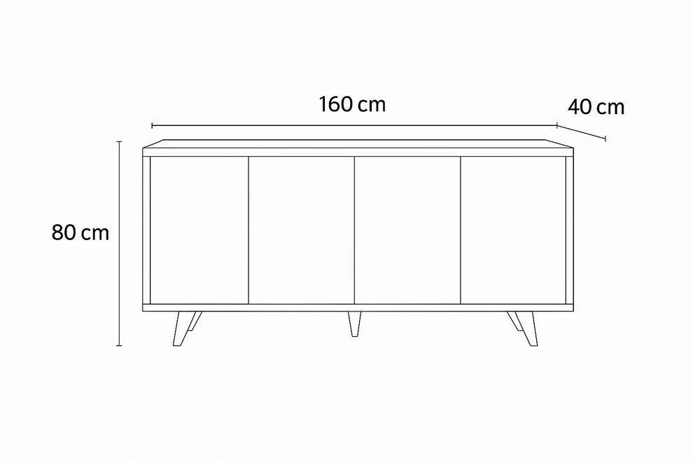Modern Sideboard Cabinet – 160cm – White & Beige – MDF Wood