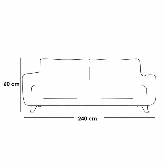 Red Beech Wood & Linen 3-Seater Sofa – Grey | 240 cm - Modern Wooden Couch Egypt