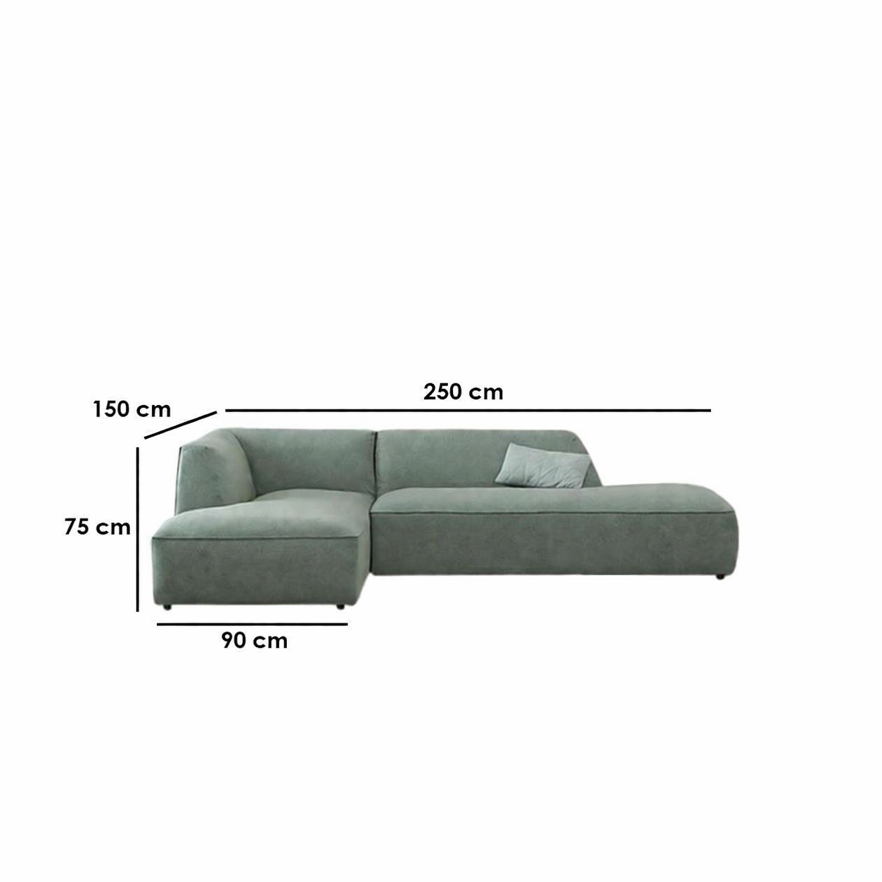 Modern L-Shaped Sofa Light Green Linen 250×150 cm – Corner Sofa Egypt | Comfortable Couch