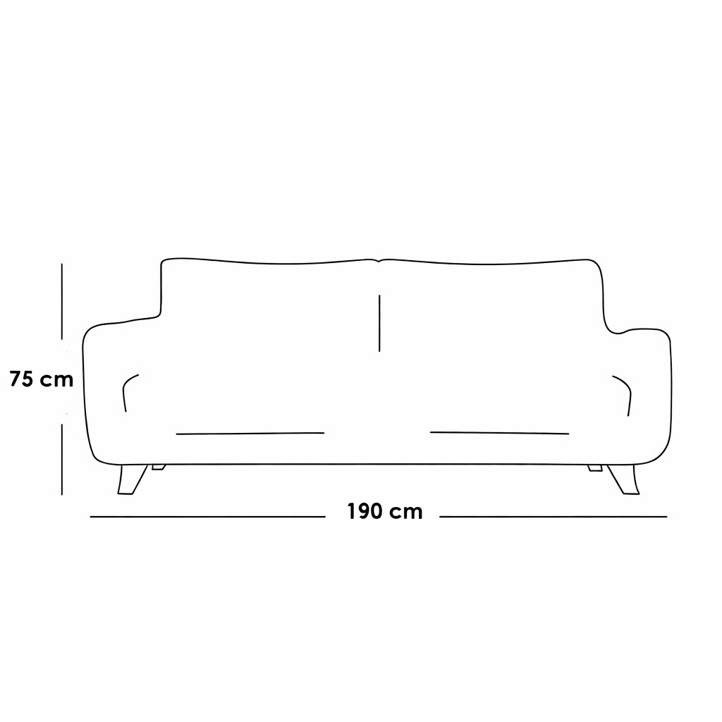 2 Seater Sofa Blue Linen 190 cm – Natural Wood Modern Couch Egypt