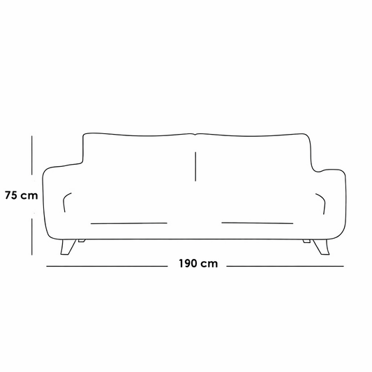 2 Seater Sofa Blue Linen 190 cm – Natural Wood Modern Couch Egypt