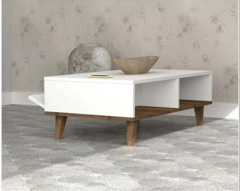 Coffee Table - MDF - White & Brown - 120x60x40