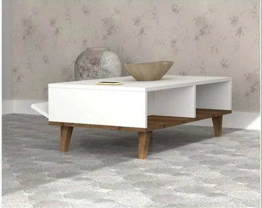 Coffee Table - MDF - White & Brown - 120x60x40